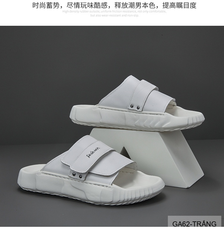 GA62 - Dép xỏ ngón nam phong cách Hàn, đế cao su êm ái, chất liệu da bò, 3 màu Trắng Xanh Lá Đen_thumbnail_11