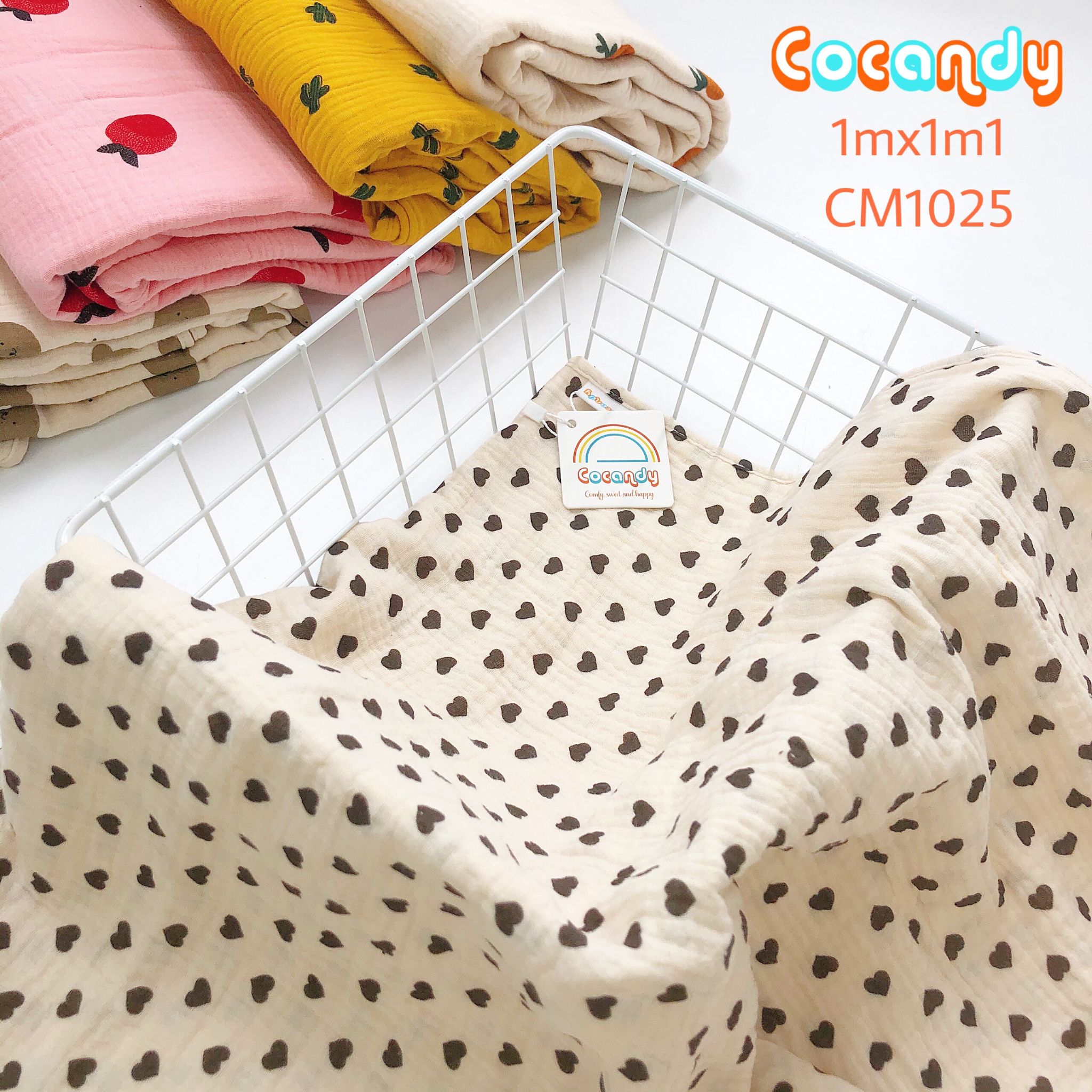 Chăn xô BE trái tim 4 lớp