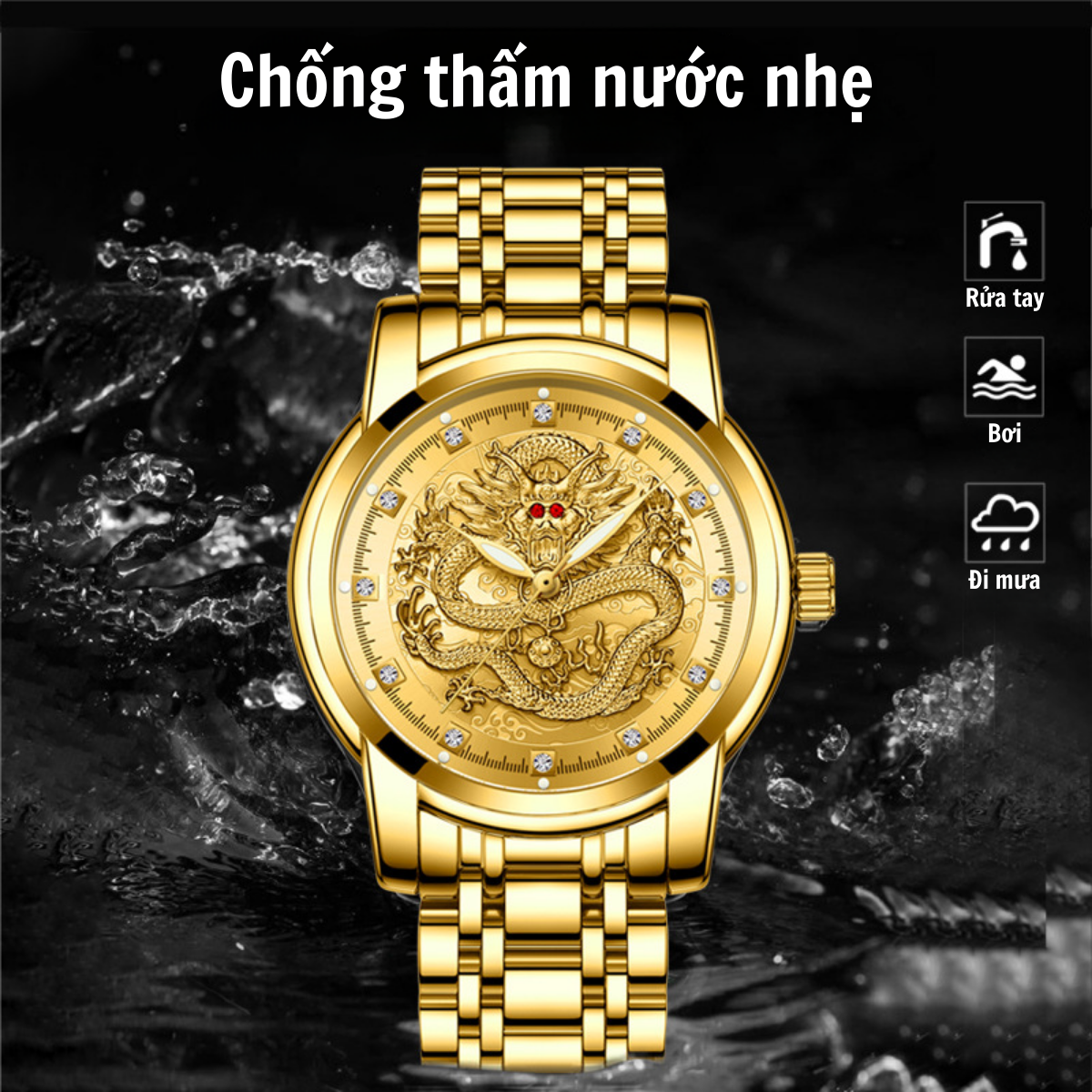 Đồng Hồ Nam Mặt Rồng 3D Mắt Đỏ Dây Hợp Kim Cao Cấp_thumbnail_2