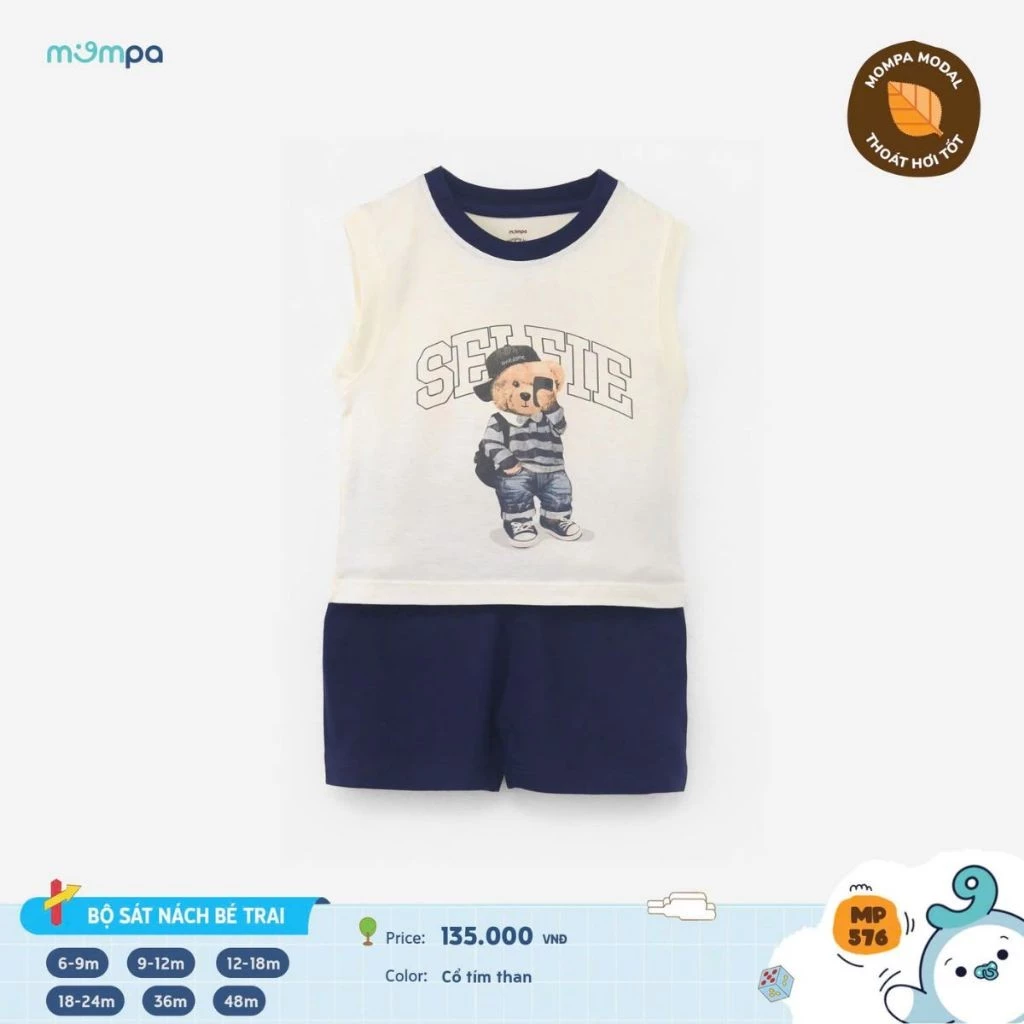 575 MOMPA  Bộ cộc tay bé gái 2 màu sz 6-9m - 140k				