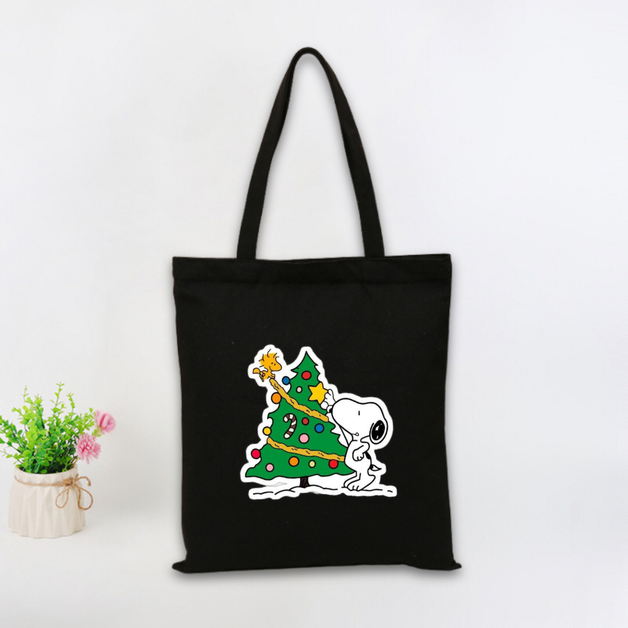 Túi vải canvas hình ông già Noel và người tuyết, có khoá kéo và ngăn phụ - 𝐖𝐞 𝐓𝐞𝐞 TOTE06_thumbnail_15