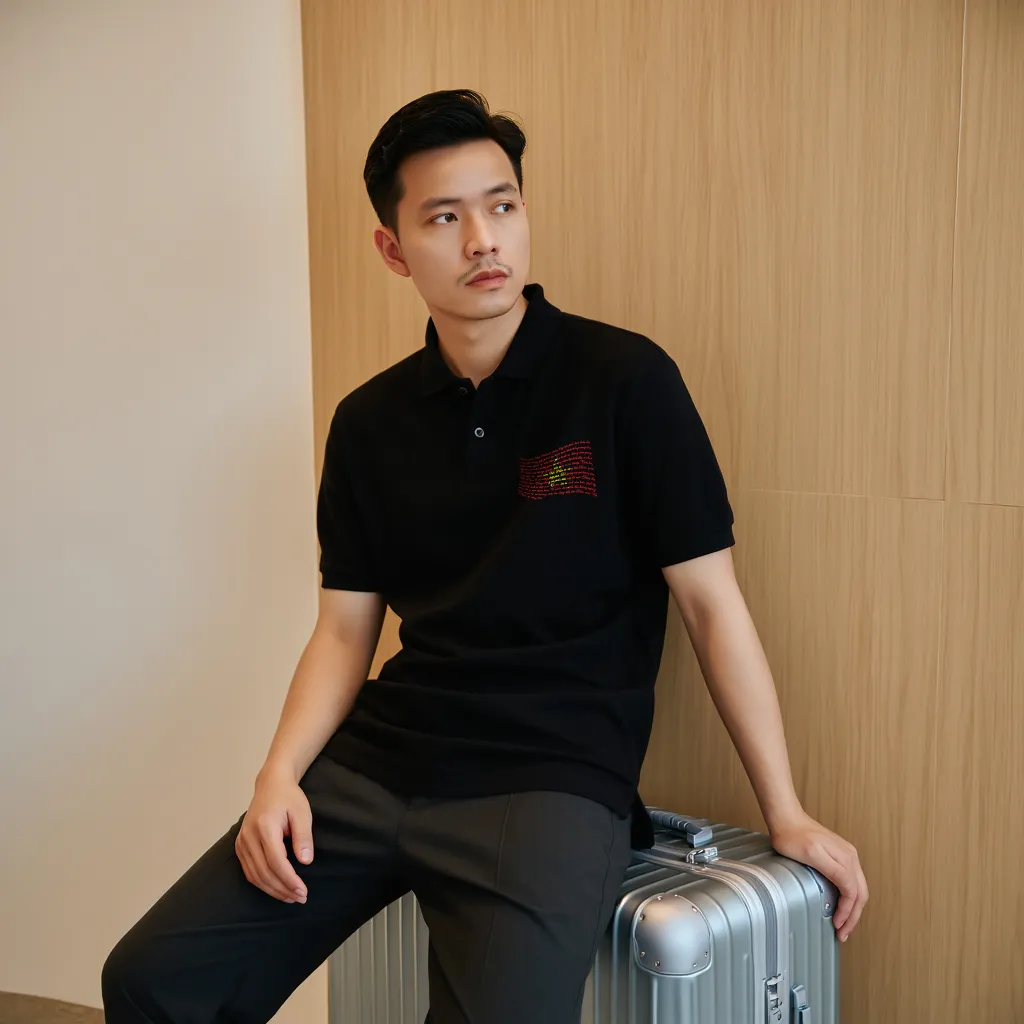 Áo polo nam cờ đỏ sao vàng PLCSD2449 Miucho Iconic vải polyester thoáng mát cổ trụ in typography_thumbnail_3