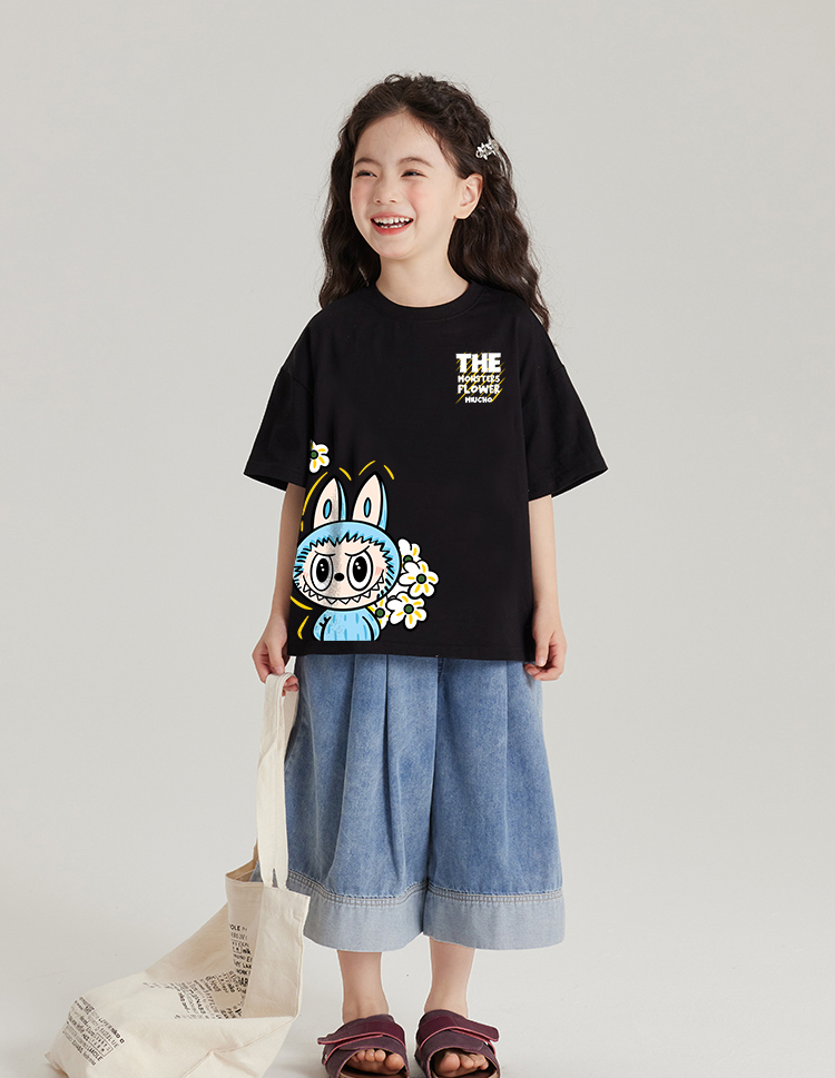 Áo thun bé gái labubu dễ thương nhiều màu sắc AED1465 Miucho Kid vải cotton thoáng mát cổ tròn in graphic_thumbnail_3