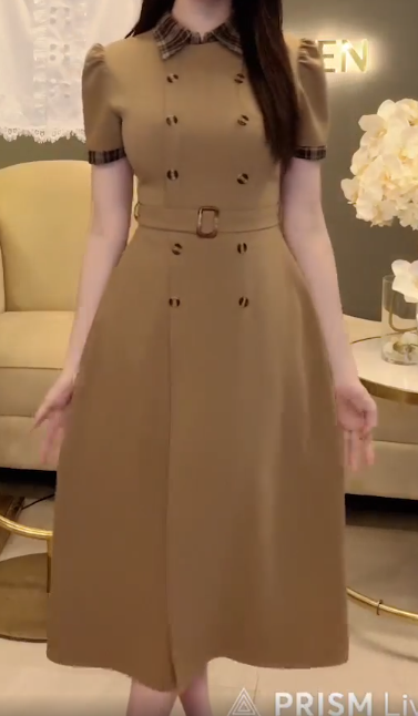 Đầm Suông Cổ Caro Mix Đai