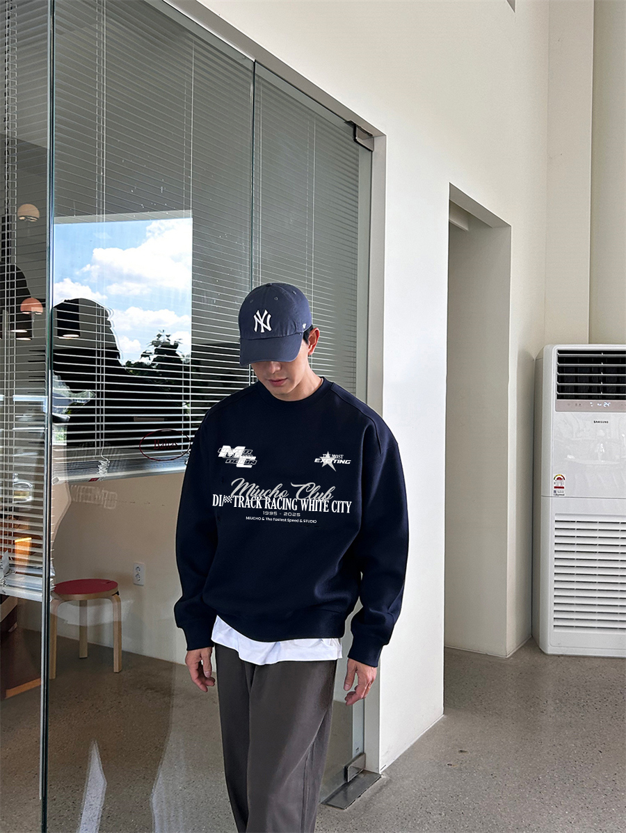 Áo sweater nam form boxy 1929 Miucho cổ tròn vải nỉ bông 350 GSM dày dặn in typography_thumbnail_2