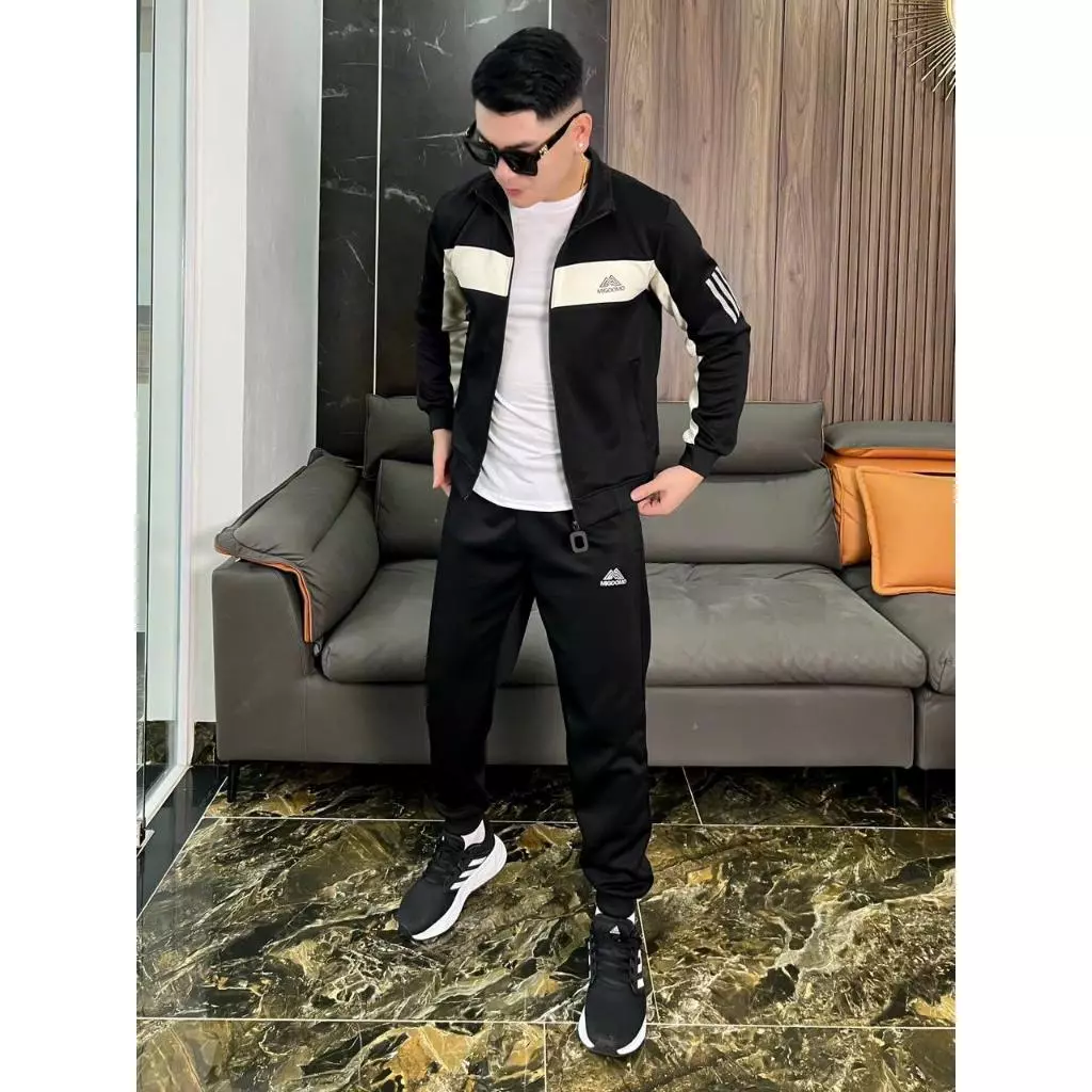 Bộ Nỉ Nam Thể Thao Chất Nỉ Ép Dày Dặn Mềm Mịn Có Khóa Kéo Mặc Ấm Thu Đông_thumbnail_1