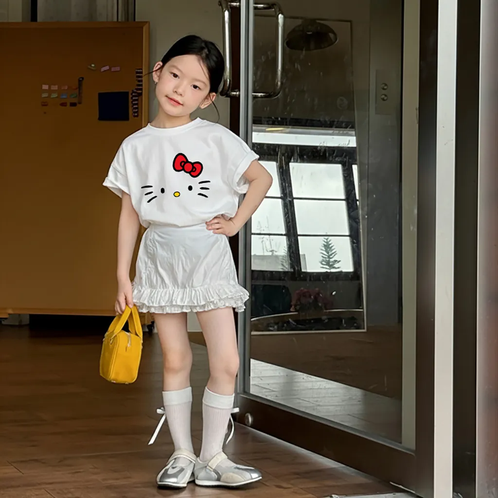 Áo thun cho bé gái form rộng Kado vải cotton mềm mại thấm hút tốt hình Kitty dễ thương 2872_thumbnail_2