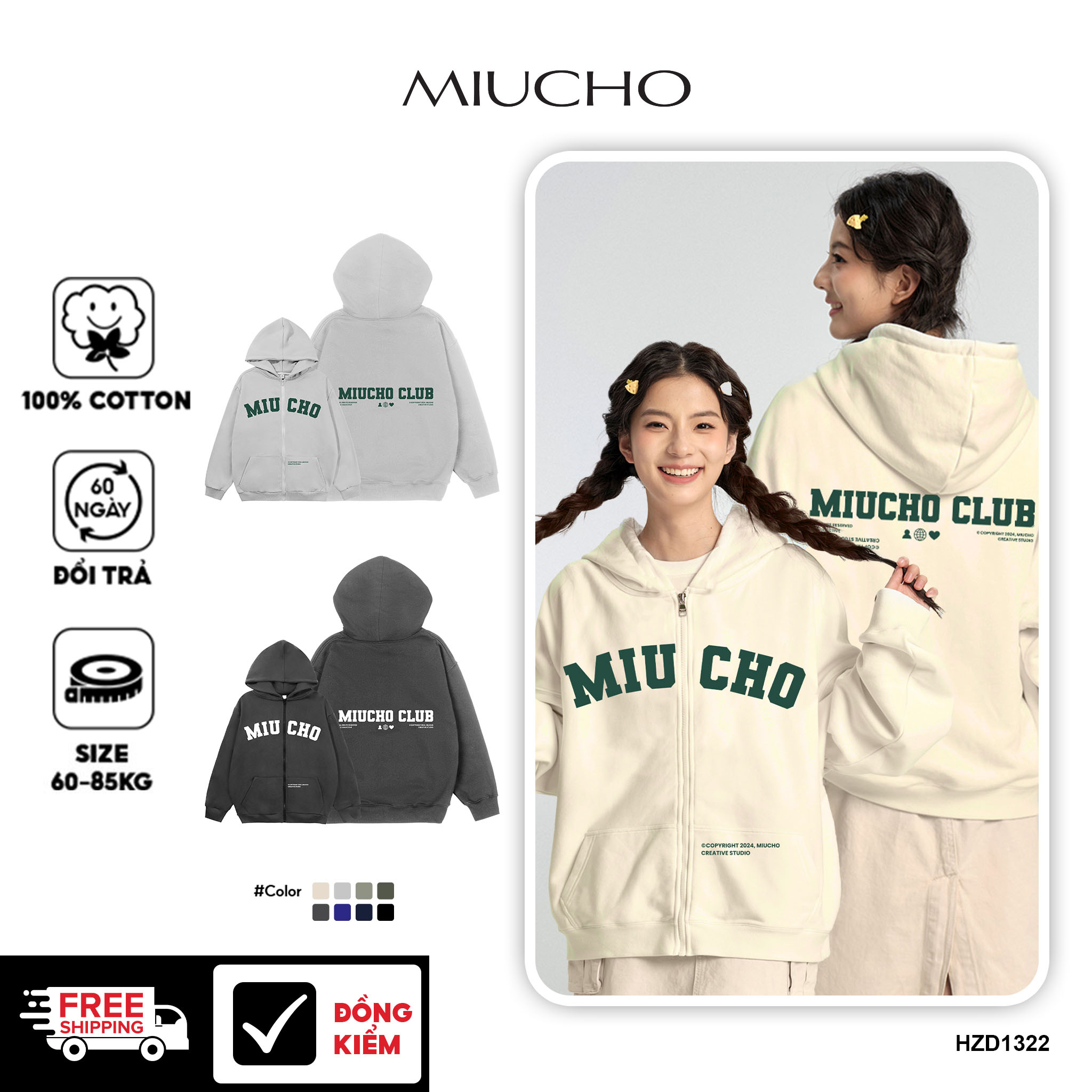 Áo hoodie unisex local brand HZD1322 Miucho nỉ chân cua dày dặn in basic_thumbnail_1