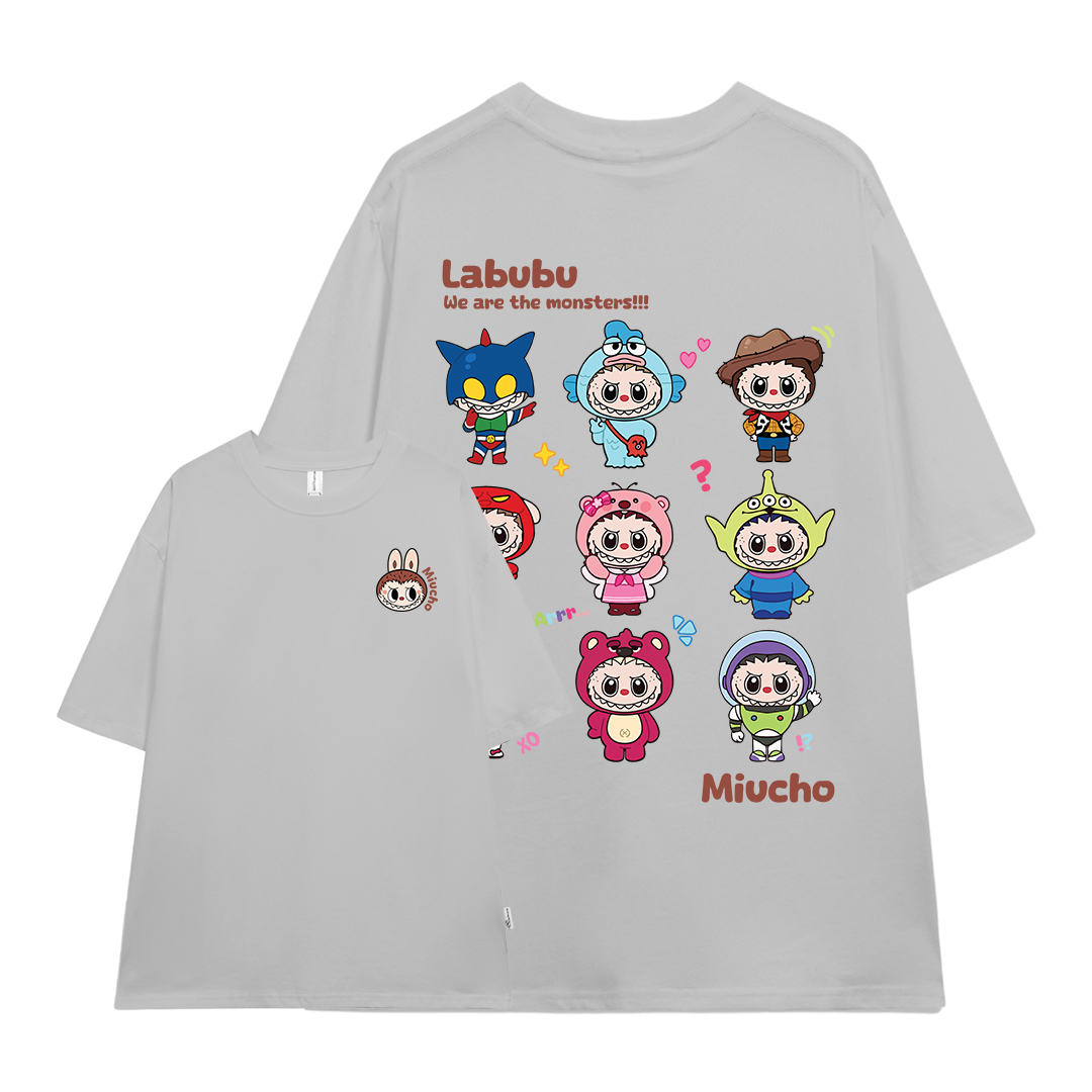 Áo thun labubu form rộng hottrend ATD1270 Miucho vải cotton thoáng mát cổ tròn in mix_thumbnail_13