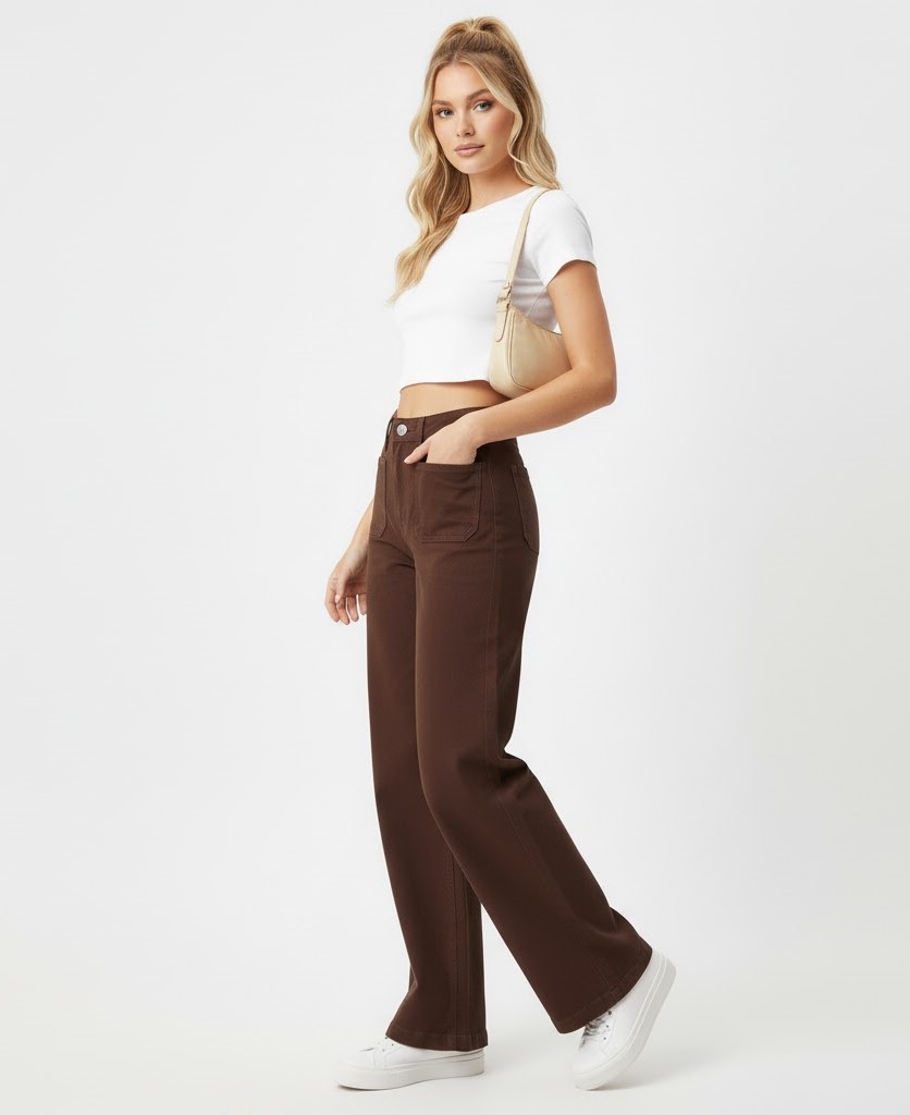 QJ545 - Jeans ống rộng nâu_thumbnail_2