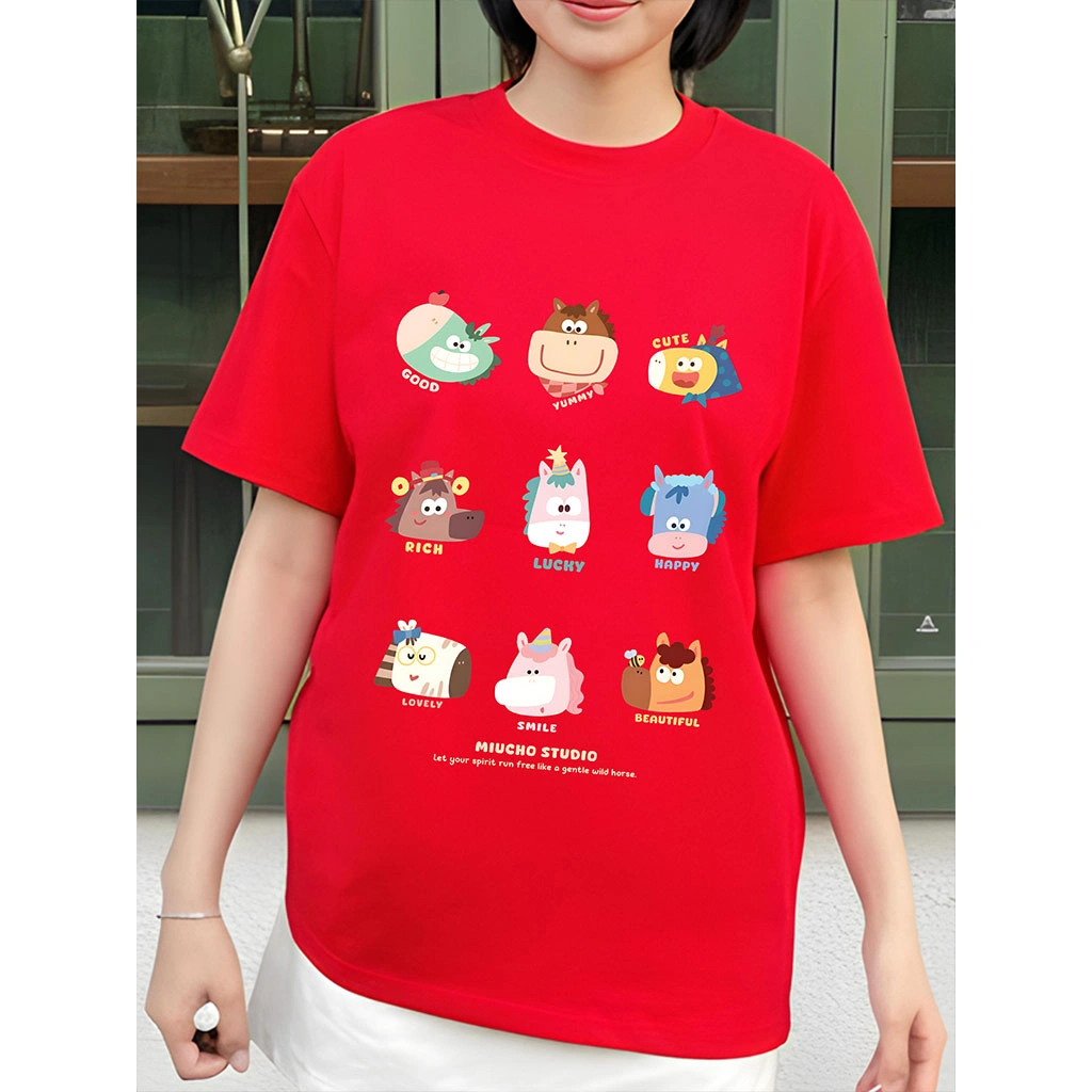 Áo thun Tết Bính Ngọ form rộng Miucho chất vải dày dặn thoáng mát hoạt hình in mix 2877_thumbnail_3