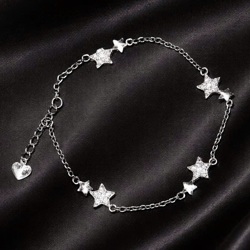 Vòng tay bạc xi bạch kim nhiều sao