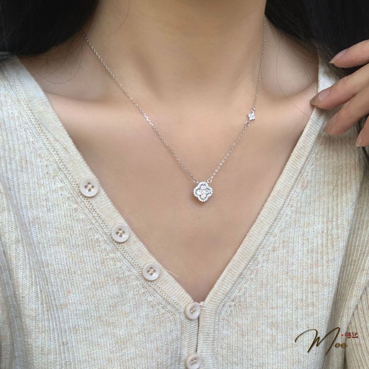 D286 - Dây chuyền Cỏ 4 lá kép pha lê_thumbnail_3