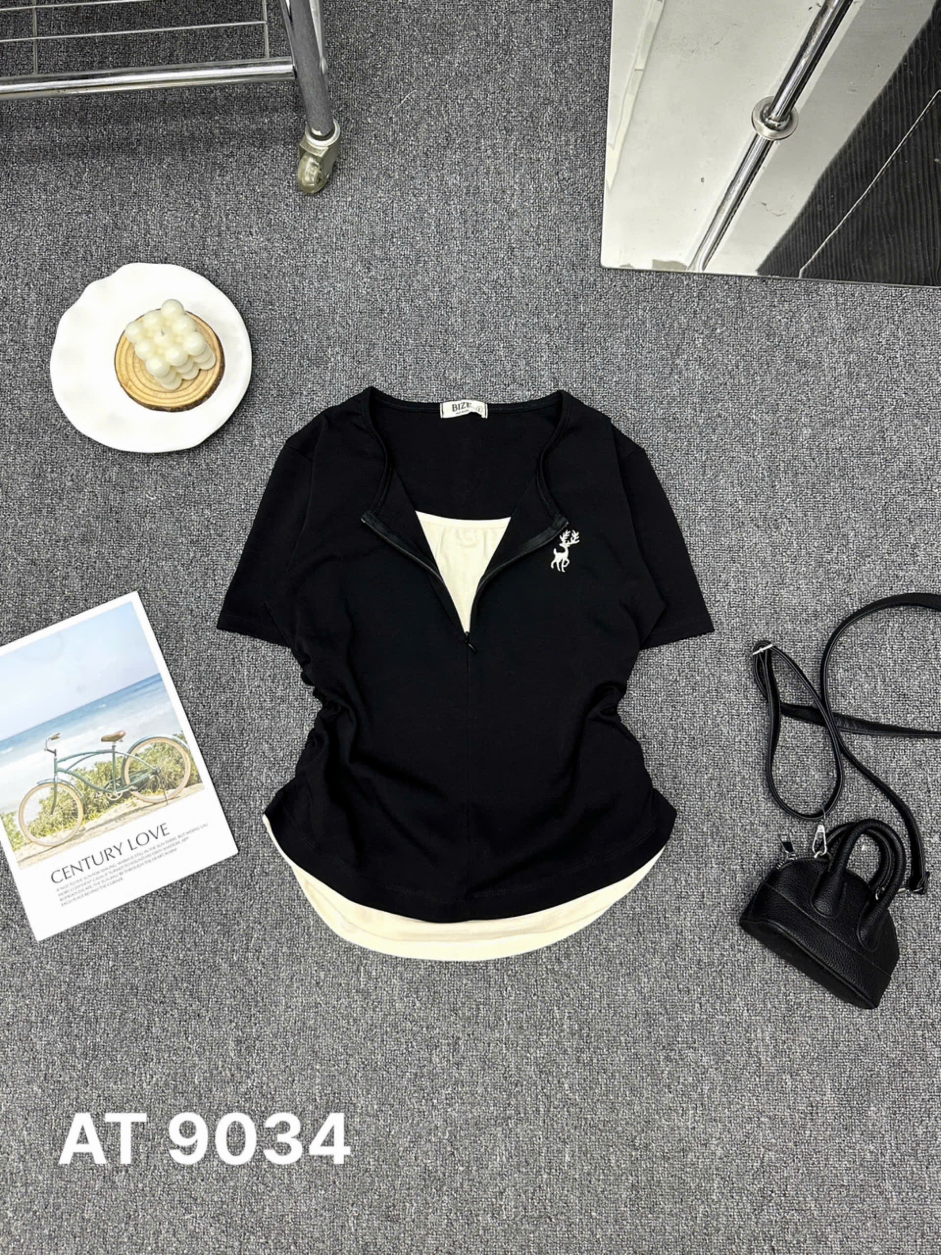 Áo thun thêu hươu phối dây kéo trước bigsize AT9034 dành cho nàng béo mập từ 55-90kg_thumbnail_5