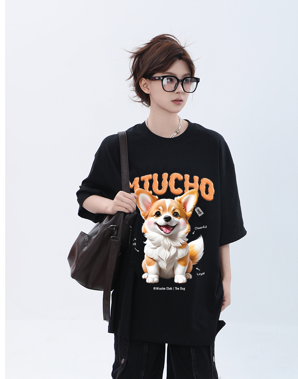 Áo thun form rộng 12 con giáp tuổi Tuất ATD1237 Miucho tay ngắn cổ tròn in mix_thumbnail_10