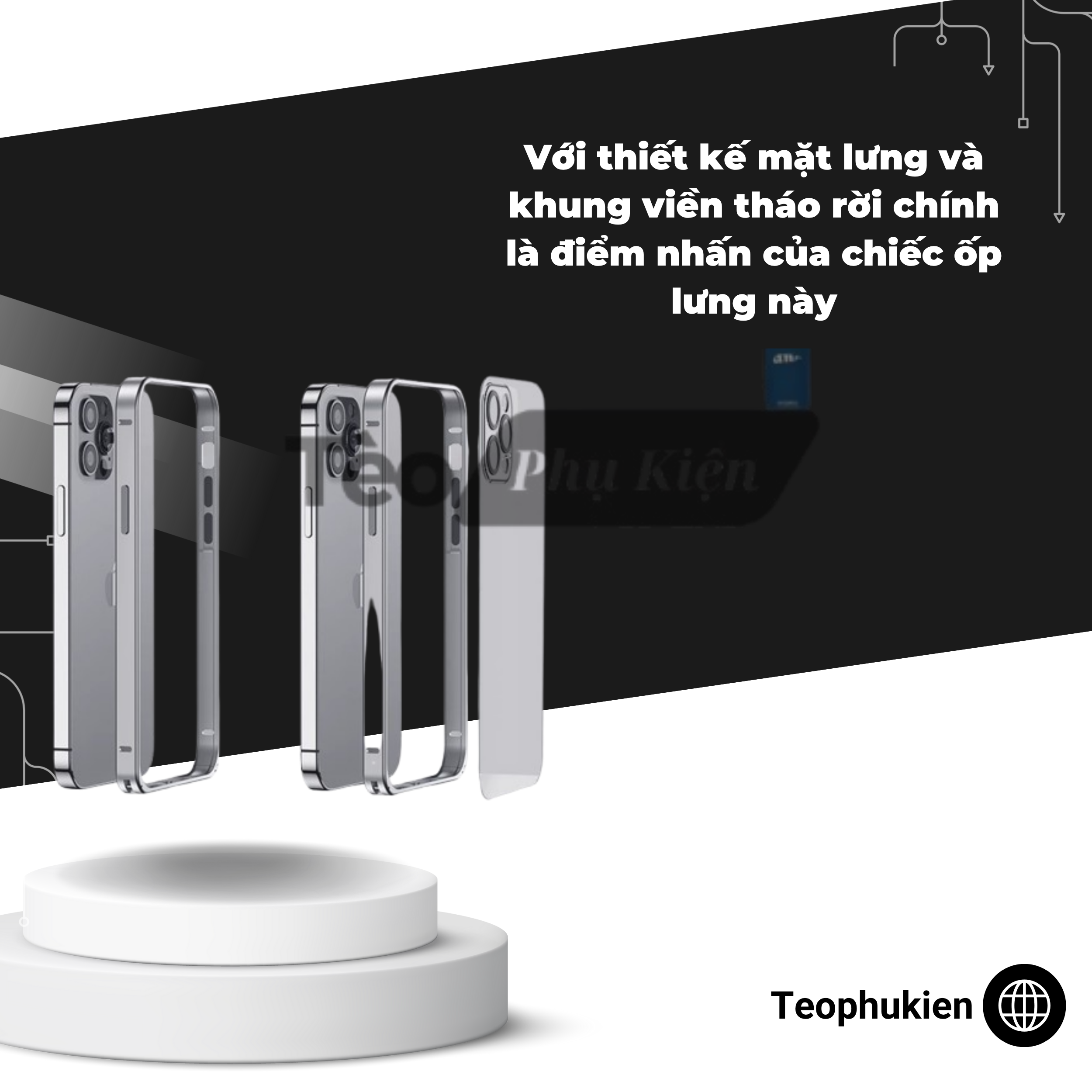 ỐP LƯNG IPHONE VỚI KHUNG VIỀN BẰNG KIM LOẠI MẶT LƯNG NHÁM MỜ CÓ THẾ THÁO RỜI NHỜ KHÓA ĐÀN HỒI_thumbnail_5