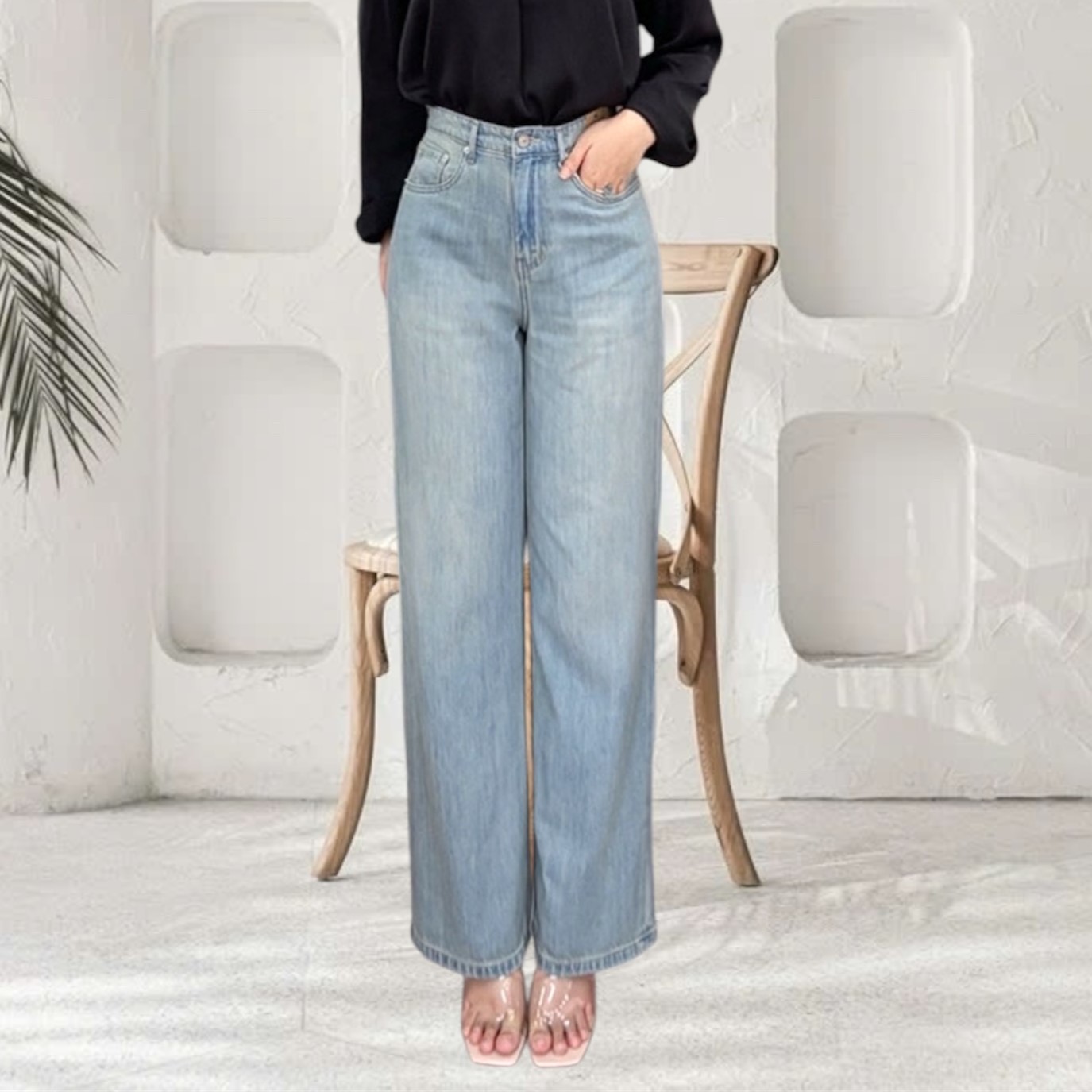 Quần Jean ống rộng Basic Túi trơn_thumbnail_9