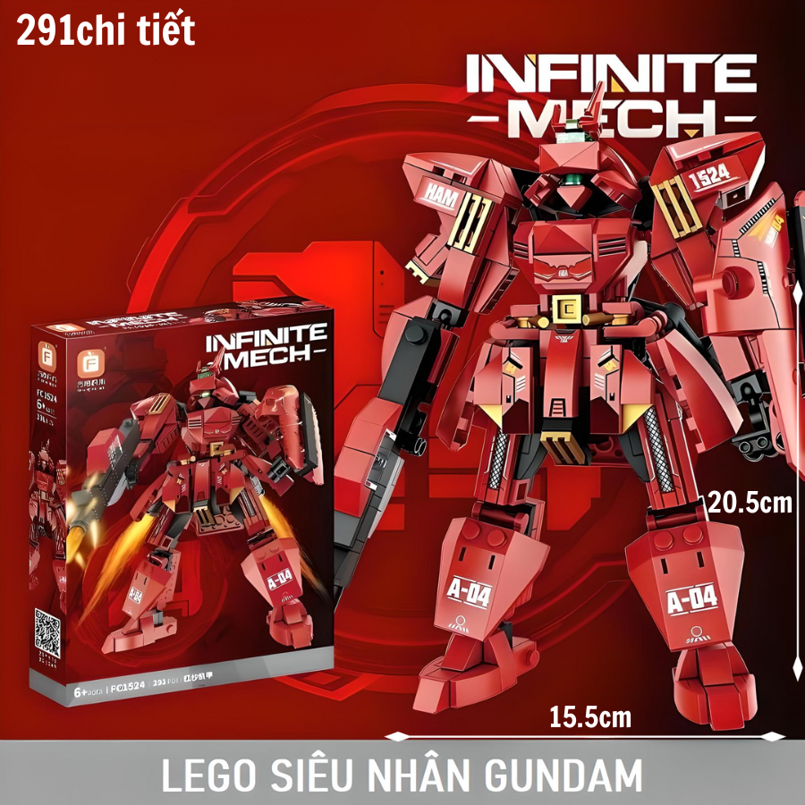 LEGO Mô hình lắp ghép 𝐒𝐢𝐞̂𝐮 𝐍𝐡𝐚̂𝐧 GUNDAM 300 chi tiết
