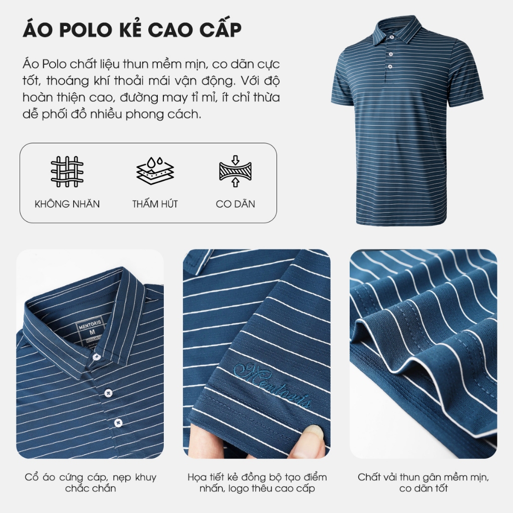 Áo Polo Nam Mentoris Form Regular Fit Trẻ Trung Năng Động, chất liệu Coolmax thoáng mát Mẫu Mới Nhất 2023 MPL35_thumbnail_5
