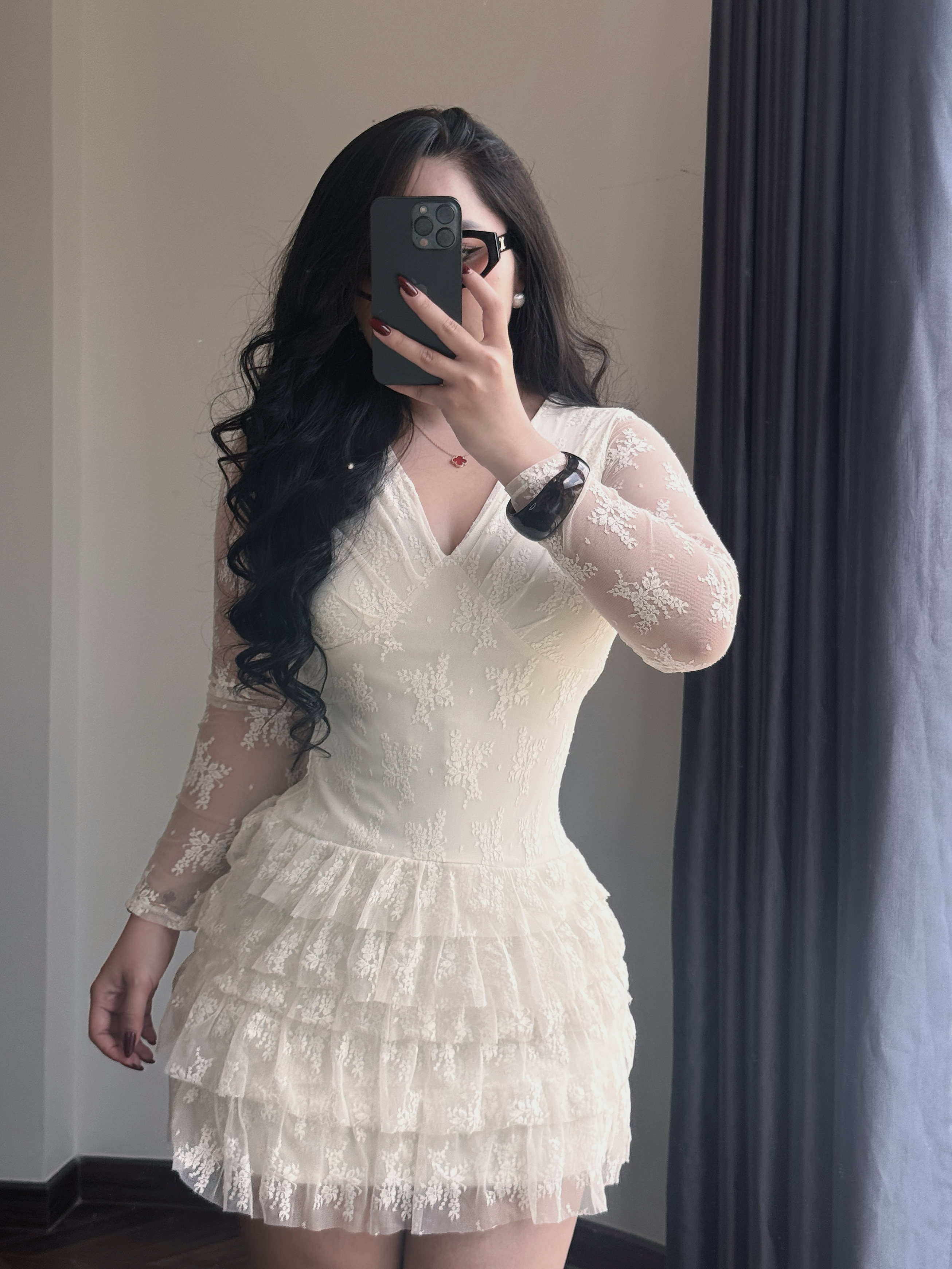 Đầm ren hoa nhún kiểu tầng bigsize DA172 dành cho nàng béo mập từ 55-95kg_thumbnail_13