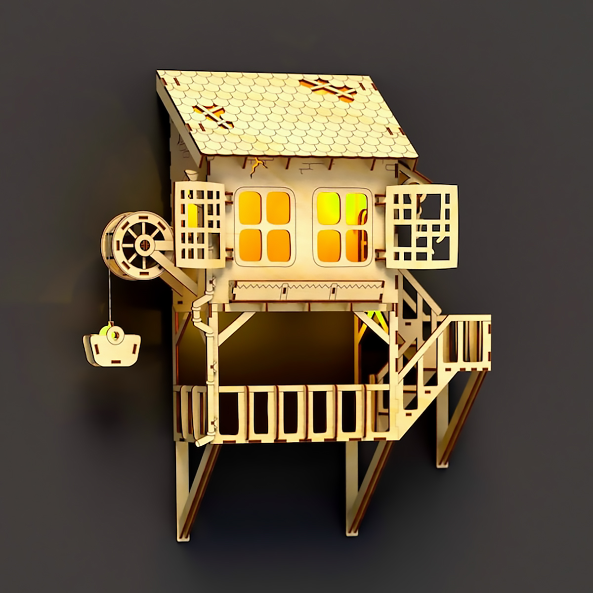 Đèn Ngủ Gỗ Hình Ngôi Nhà - Đèn ngủ treo tường đồng hành cùng giấc ngủ ngon, trang trí cho căn phòng_thumbnail_2