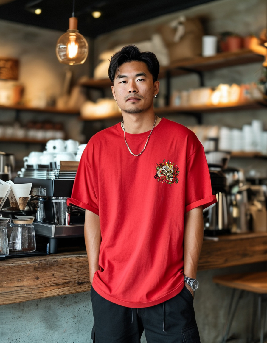 Áo phông tết form rộng cổ tròn vải cotton 4c co giãn thoáng mát 1823 Miucho Iconic in graphic_thumbnail_2