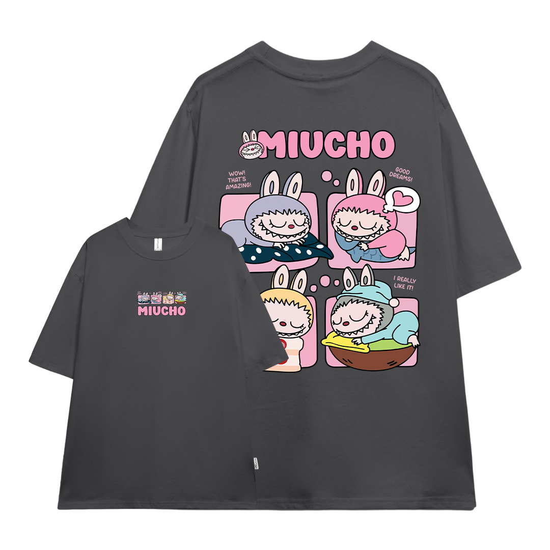 Áo thun labubu dễ thương nhiều màu ATD1316 Miucho cổ tròn vải cotton thoáng mát in mix_thumbnail_12