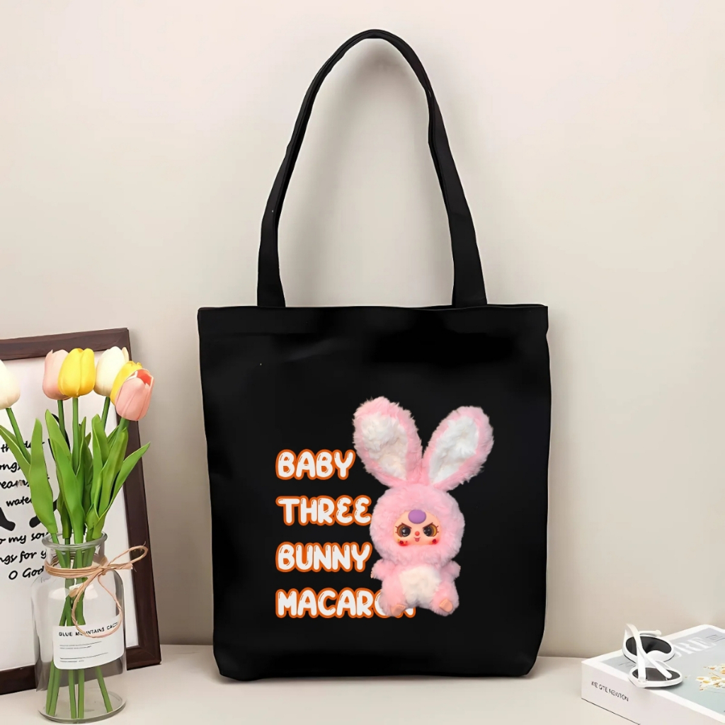 Túi tote vải canvas Loopy, Baby Three có khoá kéo và ngăn phụ, đi học, đi chơi - 𝐖𝐞 𝐓𝐞𝐞 TOTE12_thumbnail_12