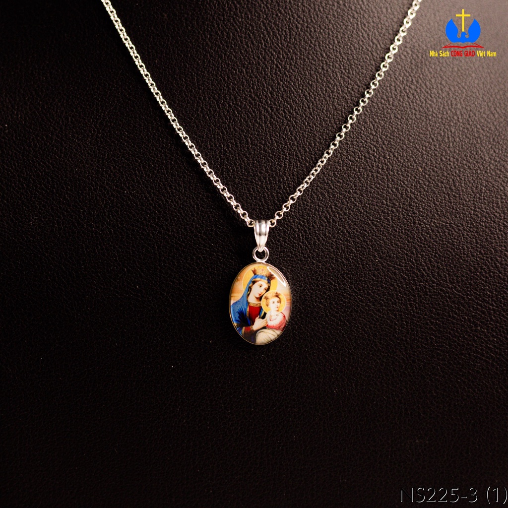 Mẫu ảnh bạc Đức Mẹ Maria - Mặt dây chuyền NS225-3 In hình theo yêu cầu - Quà tặng Công Giáo_thumbnail_0