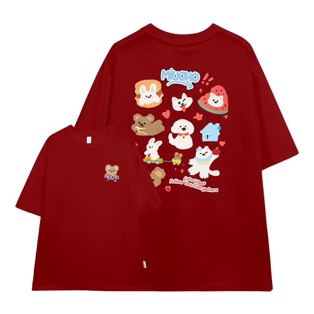 Áo thun form rộng hoạt hình cute Miucho 3098