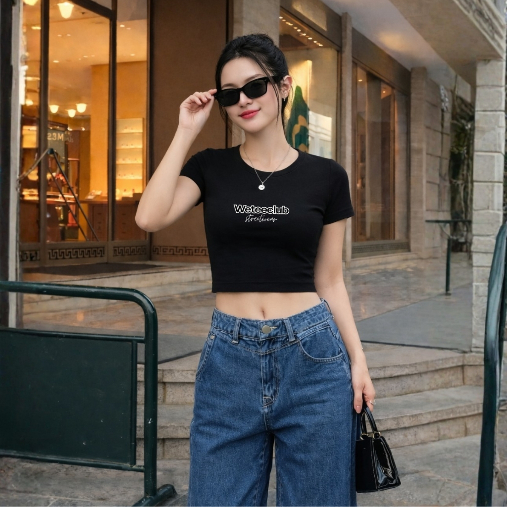 Áo croptop nữ in chữ Weteeclub streetwear dáng ôm chất thun cotton local brand WETEE - WC1154_thumbnail_2