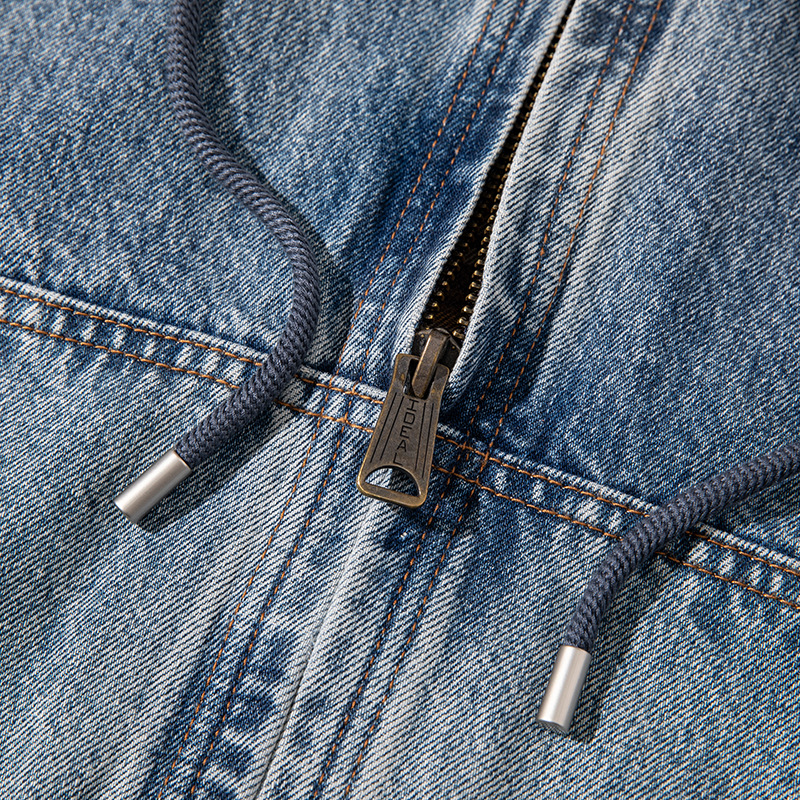 Carhartt chất lượng caoJ130Áo khoác denim có mũ trùm đầu bằng vải cotton đã qua sử dụng kiểu dáng đã qua sử dụng cho nam_thumbnail_3