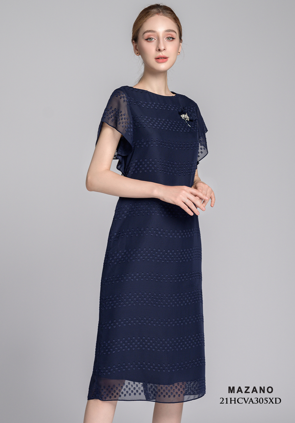 Đầm suông xanh than tay bèo đính đá_thumbnail_4