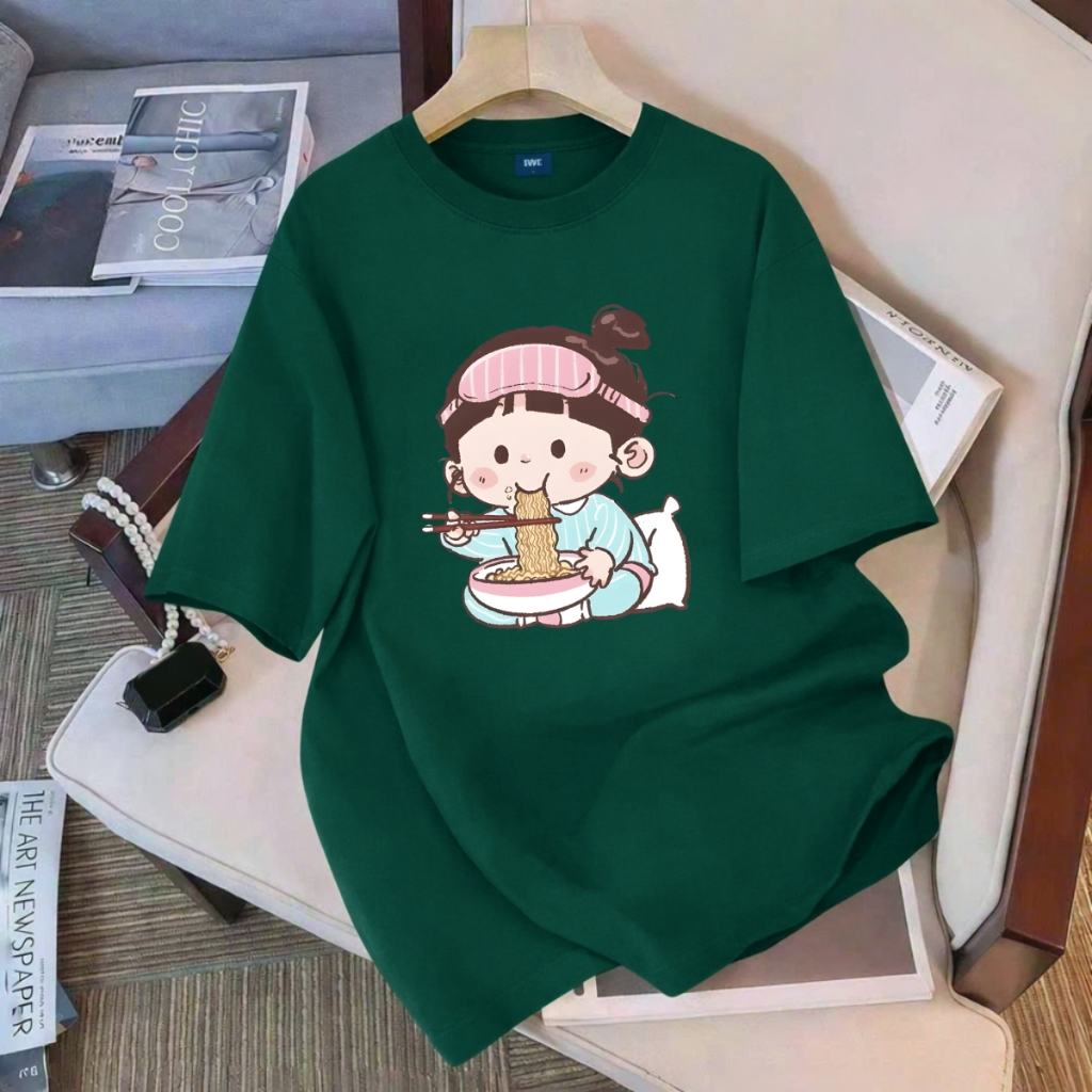 Áo thun unisex UX30-1185 bé gái ăn mì dáng oversized local brand WETEE_thumbnail_5