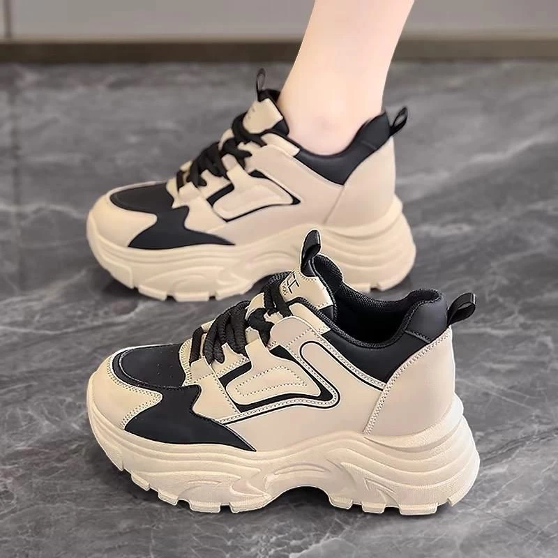 Giày Sneaker Nữ Thể Thao Nâu Phối Màu Thời Trang Đế Cao 6cm NUHAZ_thumbnail_2