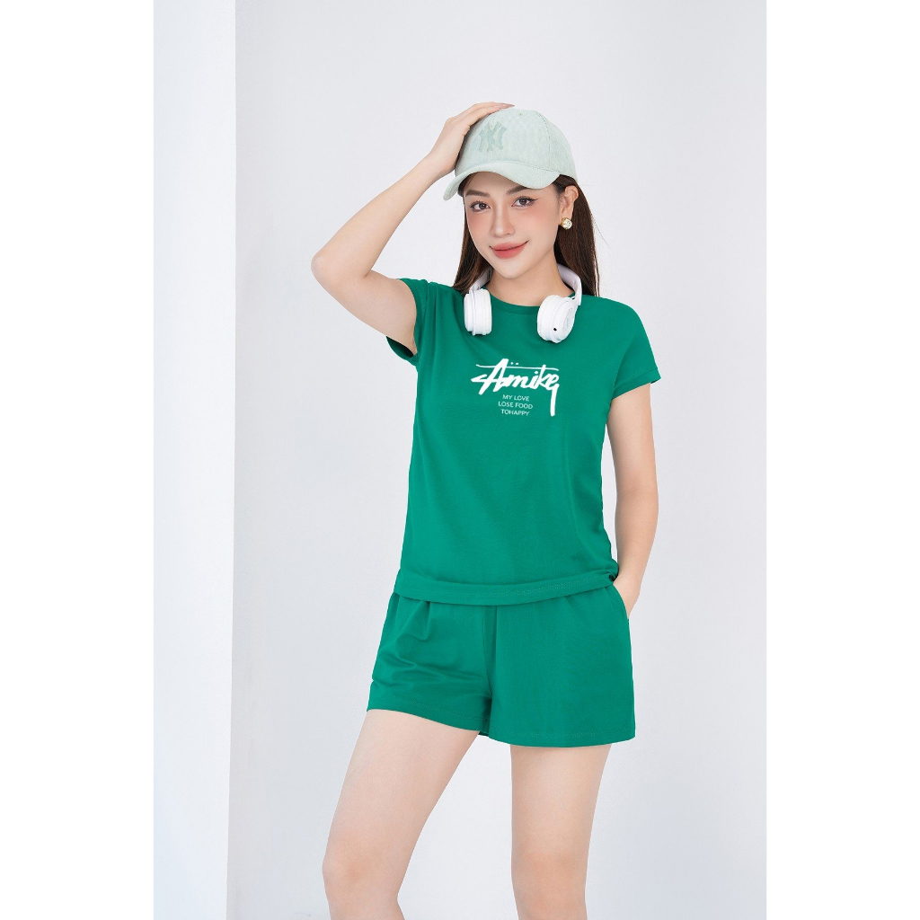 [Form Vừa] Set đồ nữ (áo thun form vừa + quần đùi) cotton tay hến in chữ Amikq - Bộ đồ nữ Loza - BH6295_thumbnail_3