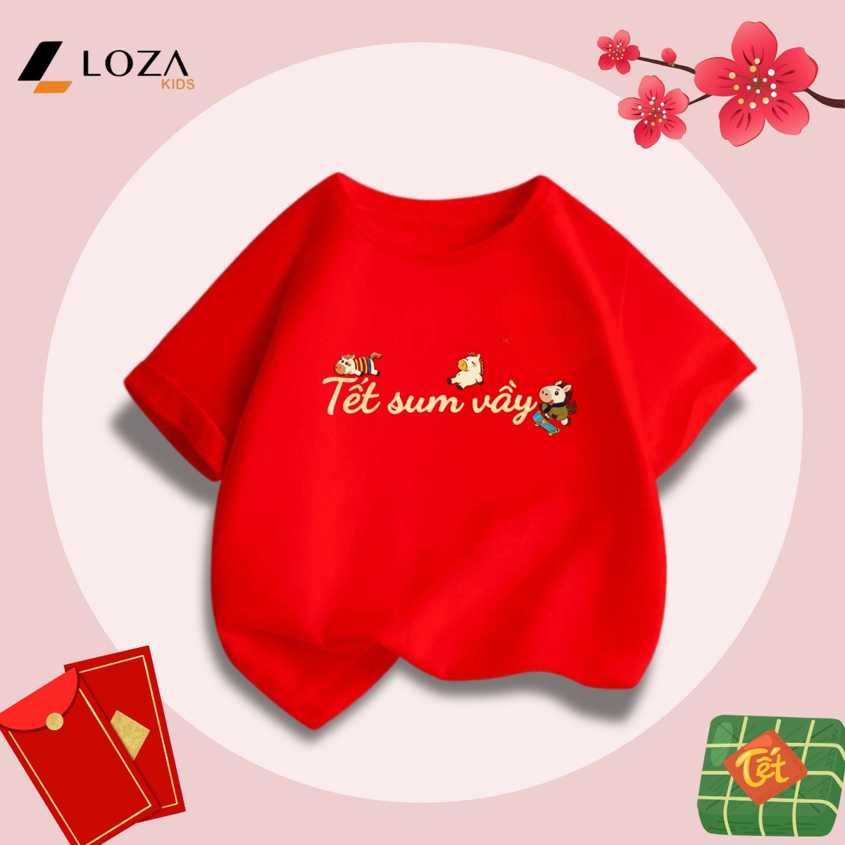 [BST Tết 2026] Áo phông gia đình Tết sum vầy - Áo đồng phục gia đình 3-4-5 người – Loza Kids Mã GĐ013_thumbnail_0