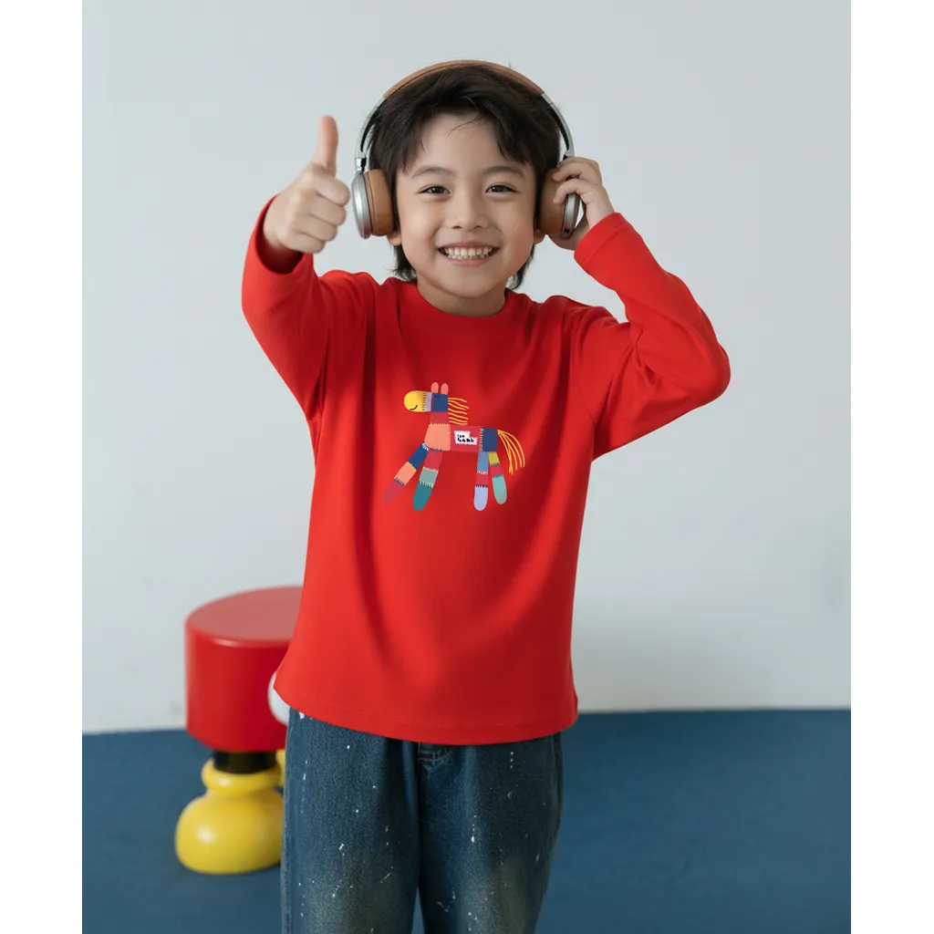 Áo thun bé trai tay dài form rộng Kado vải dày dặn giữ ấm hình ngựa 2982_thumbnail_2