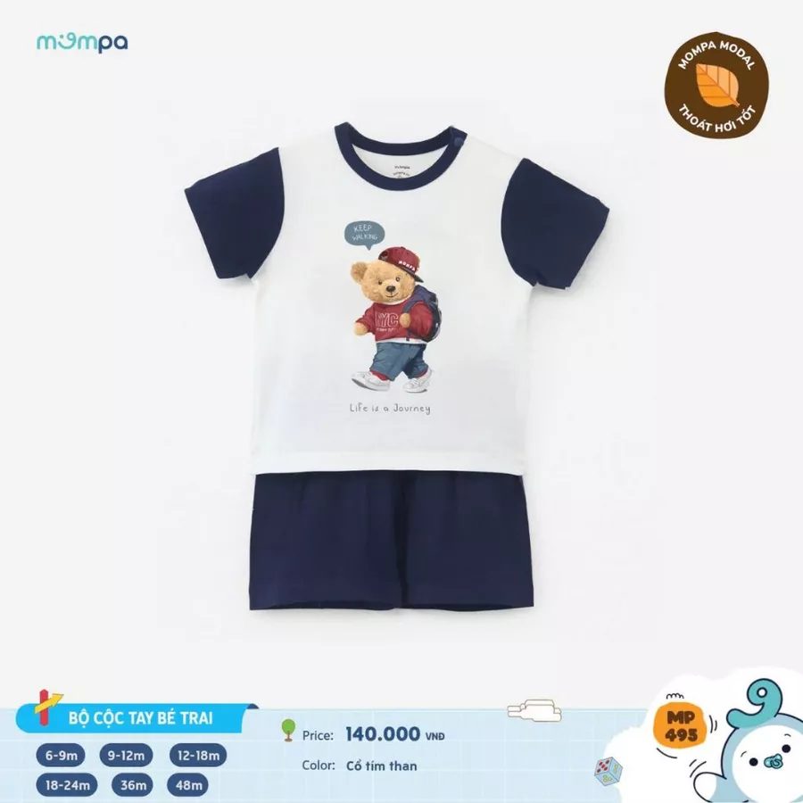 494 MOMPA Bộ cộc tay bé trai 3 màu sz 48m - 140k