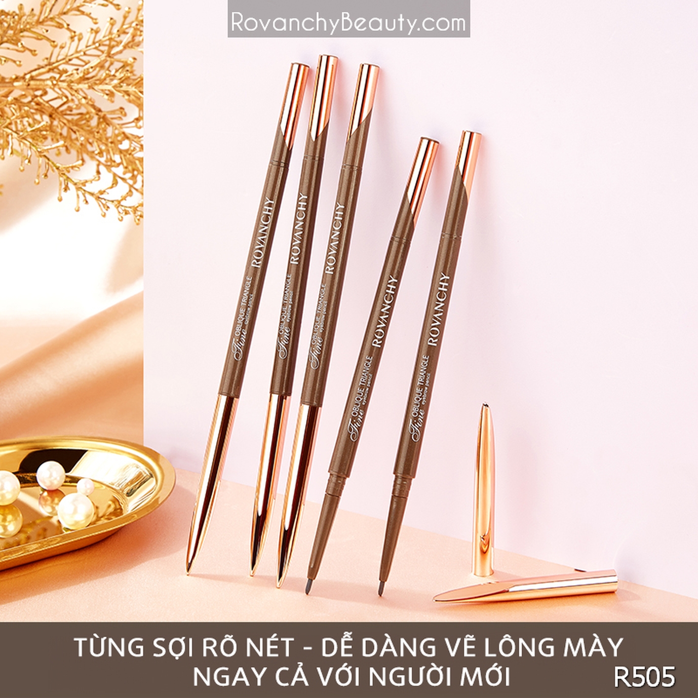 Chì Kẻ Mày Hai Đầu ROVANCHY R505 - Đầu Siêu Mảnh, Tự Nhiên, Lâu Trôi