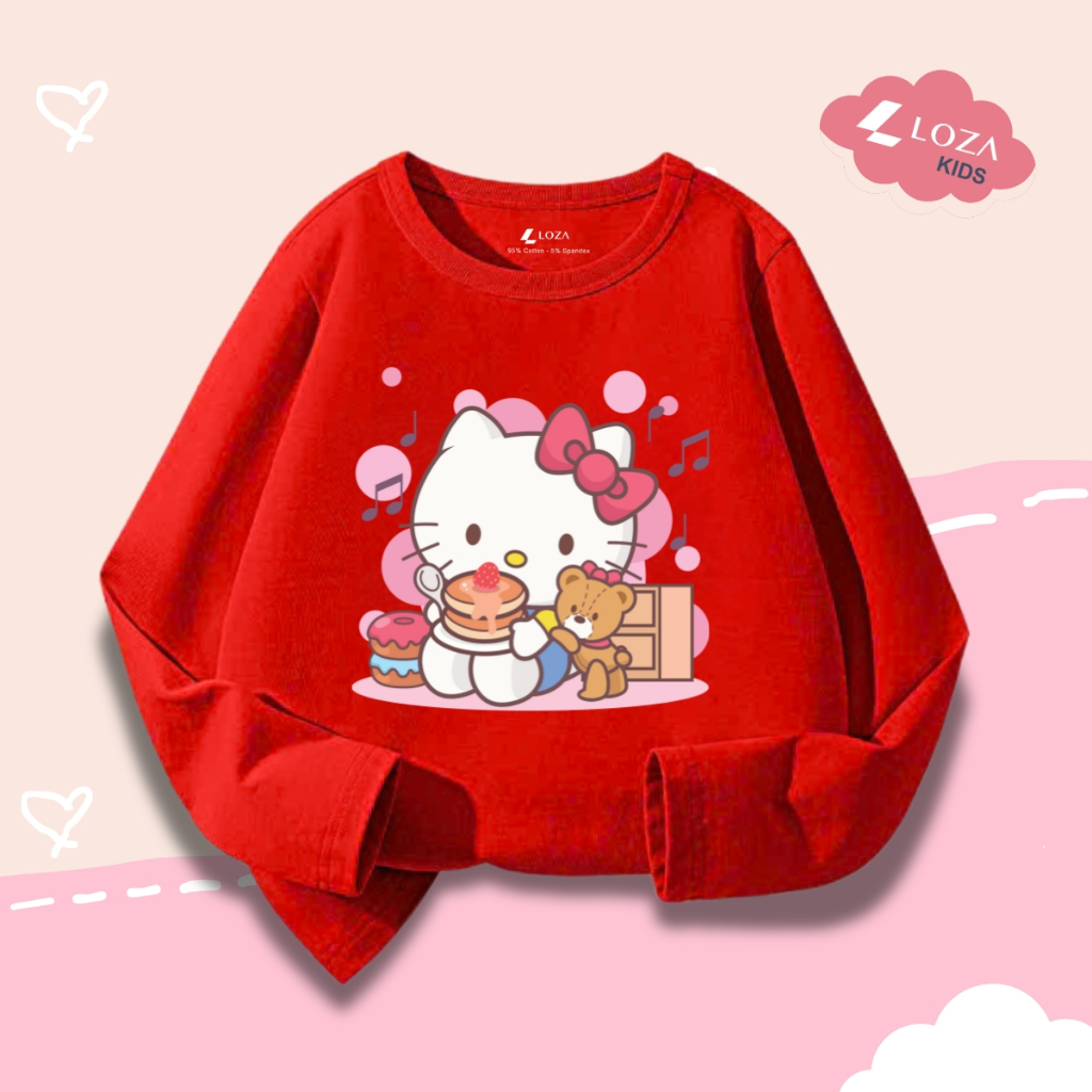 Áo thun dài tay bé gái in hình Hello Kitty dễ thương cho bé từ 15-40kg - Áo thu đông trẻ em Loza Kids - KT003_thumbnail_2