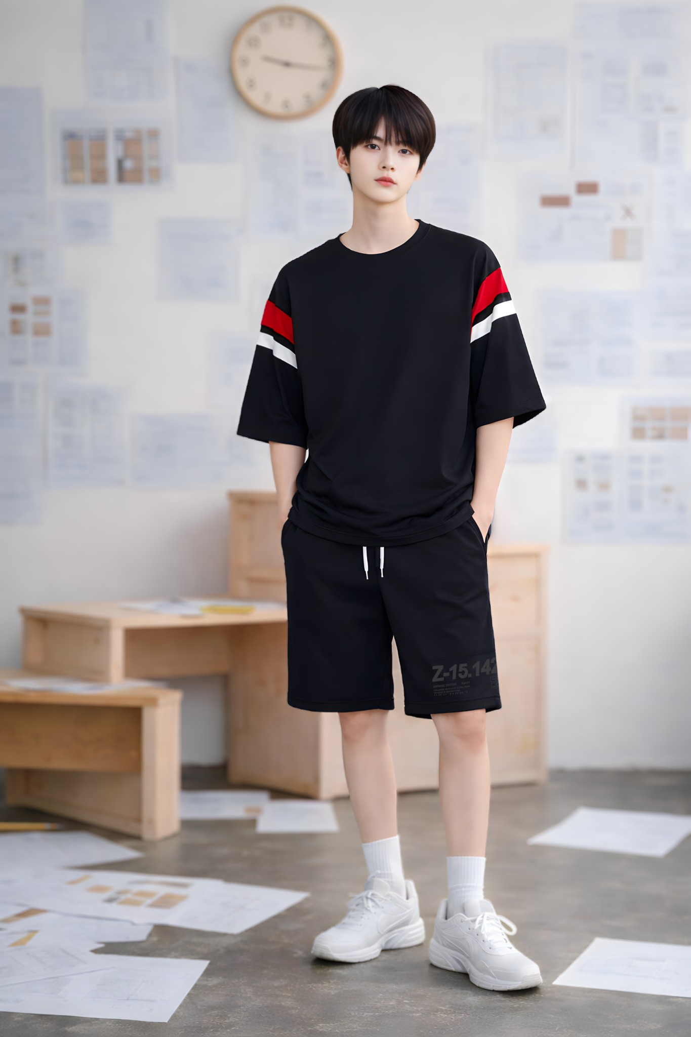 Áo phông bé trai dáng rộng màu đen phối đỏ_thumbnail_5