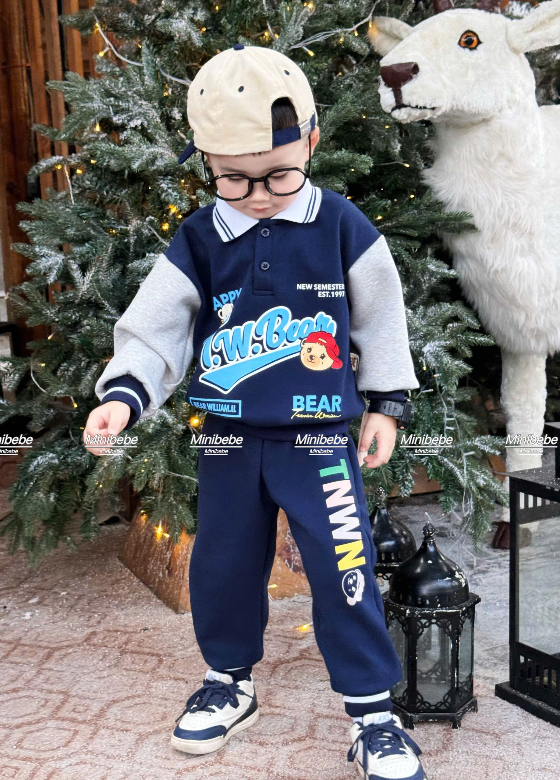 V21 BỘ POLO GẤU CHỮ HAPPY- A210.438