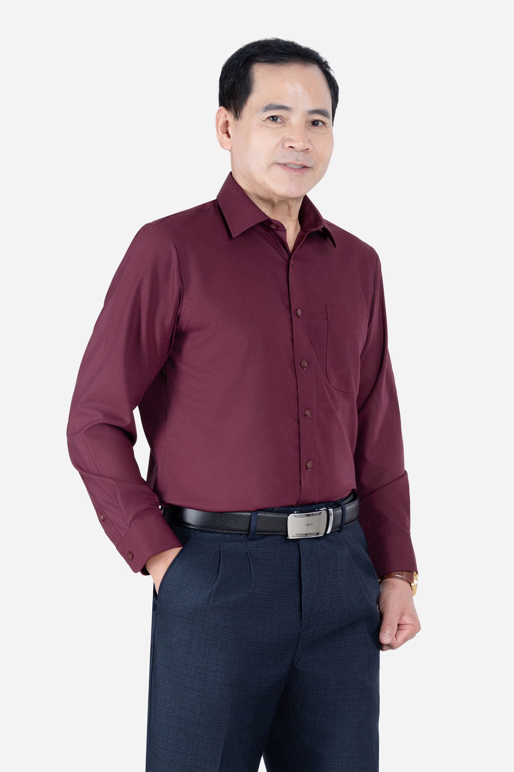 Sơ Mi Trơn Dài Tay Nam Trung Niên ANCHi Chất Liệu Cotton Nhập Khẩu Màu Trắng_thumbnail_40