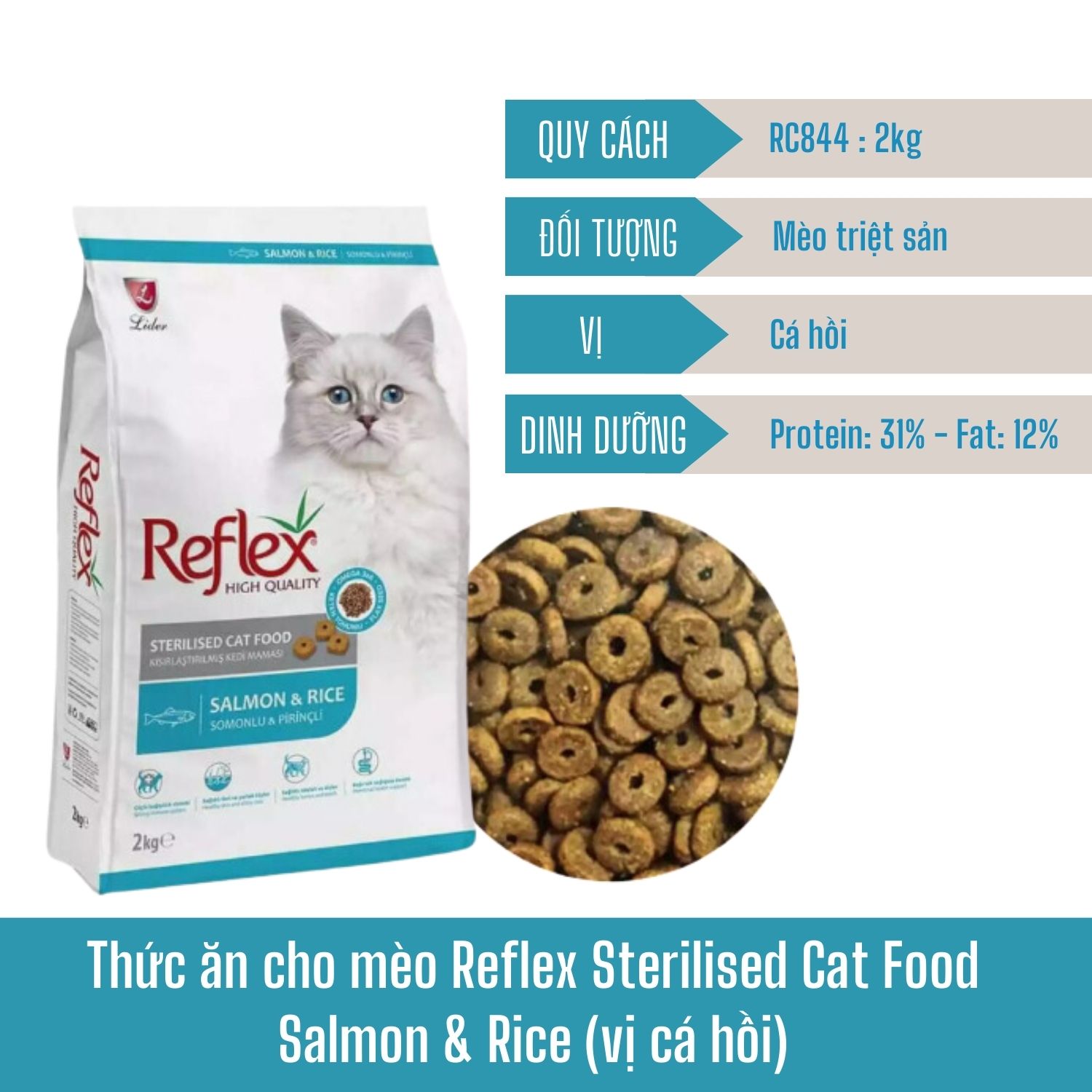 Thức ăn cho mèo Reflex Sterilised Cat Food Salmon & Rice (vị cá hồi) 2kg_thumbnail_1