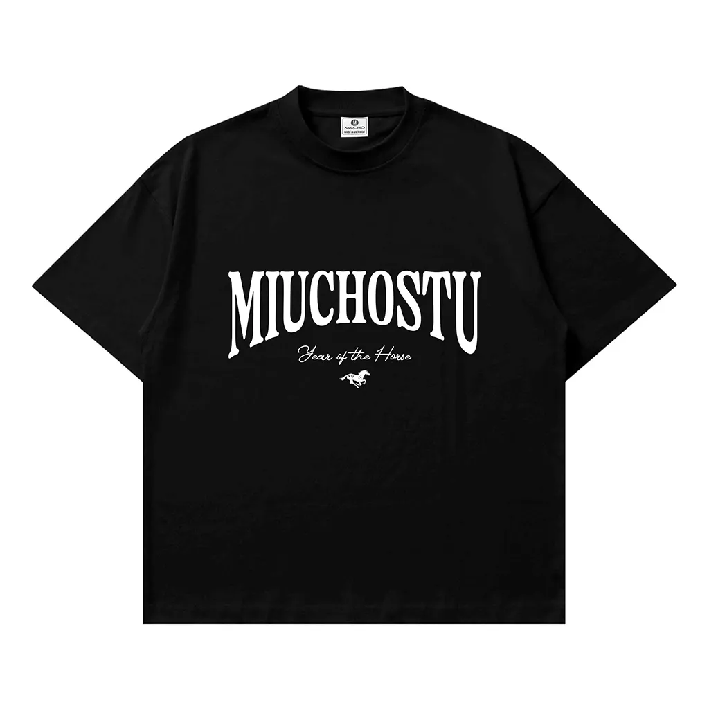 Áo thun boxy Miucho vải dày dặn thoáng mát chuẩn form chữ basic phối hình ngựa in mix 2895_thumbnail_9