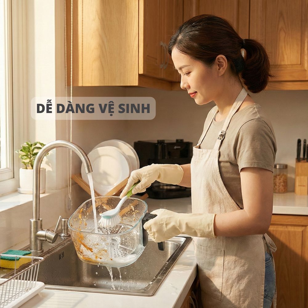 Nồi chiên không dầu lòng thuỷ tinh Mishio MK373 không lo bong tróc chống dính_thumbnail_3