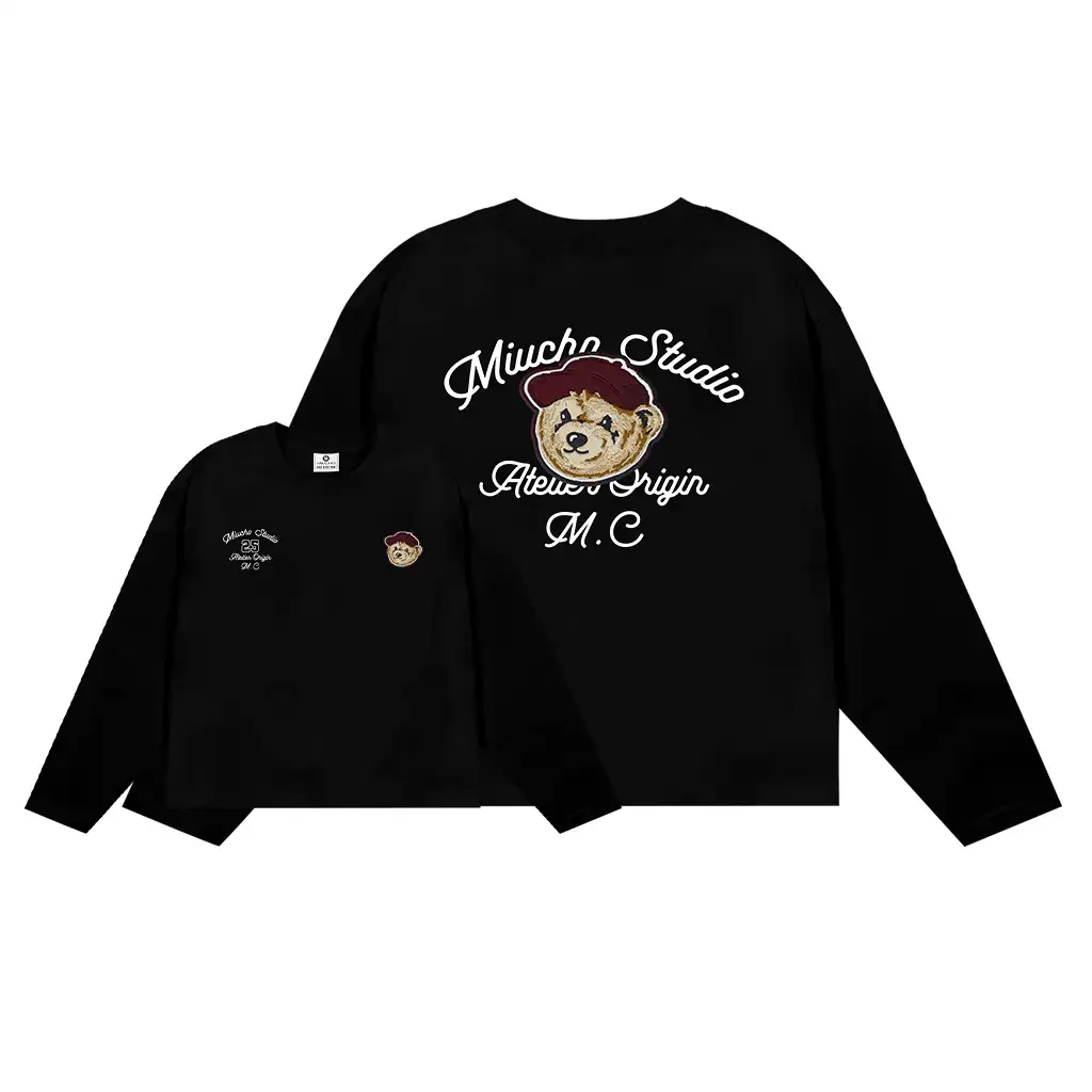 Áo thun form boxy tay dài Miucho Studio cotton 2 chiều dày dặn thoáng mát cổ tròn in mix 2703