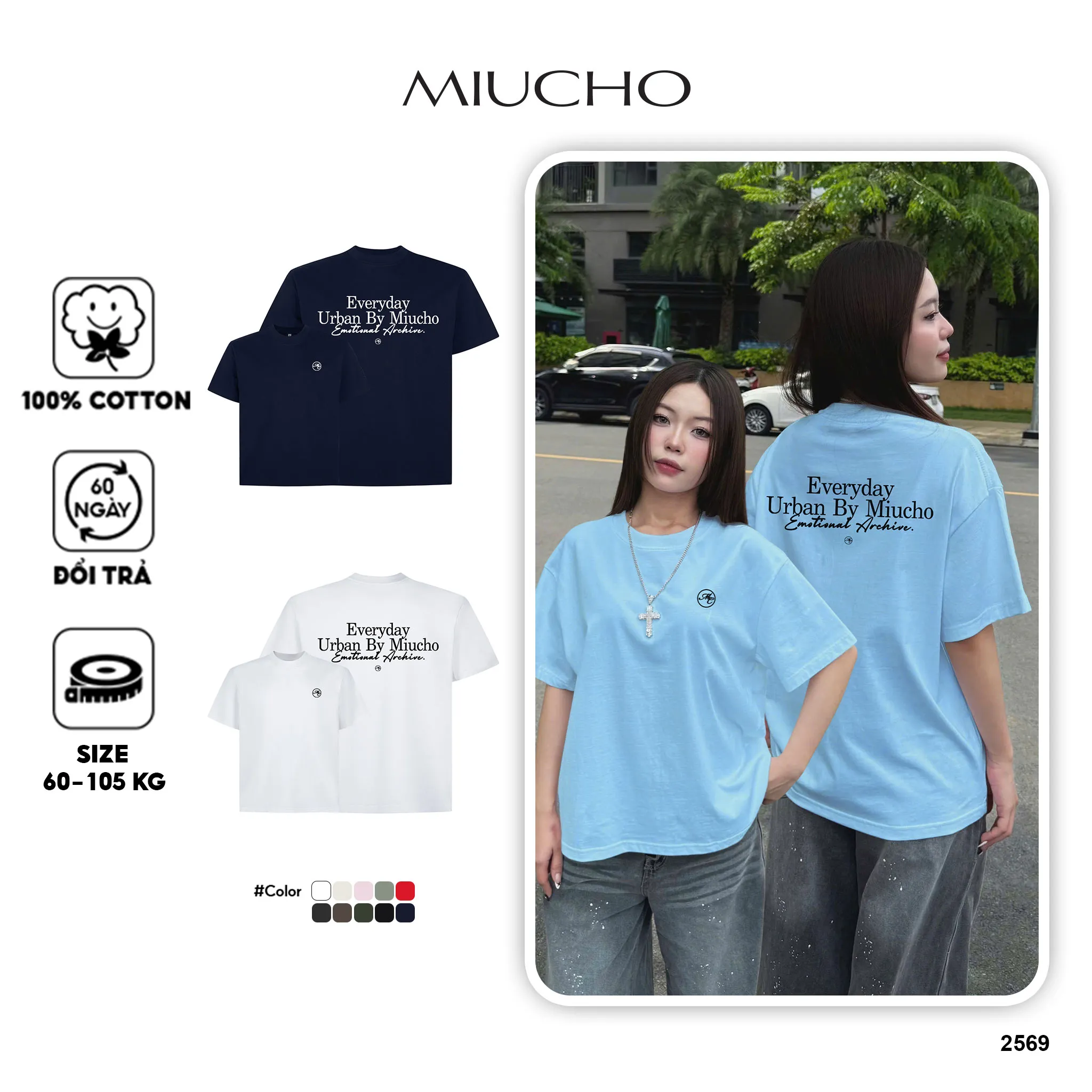 Áo phông boxy unisex thiết kế basic dễ phối 2569 Miucho chất vải 100% cotton thoáng mát in mix_thumbnail_1