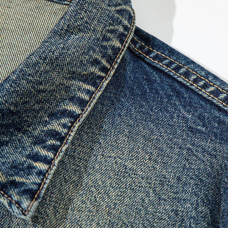 áo khoác denim nam kiểu Mỹ cổ điển được giặt bằng tre ngang và dọc màu vàng bùn, hợp thời trang_thumbnail_3